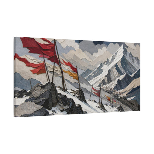 Main Mockup. Windblown Mountain Flags shown as canvas print