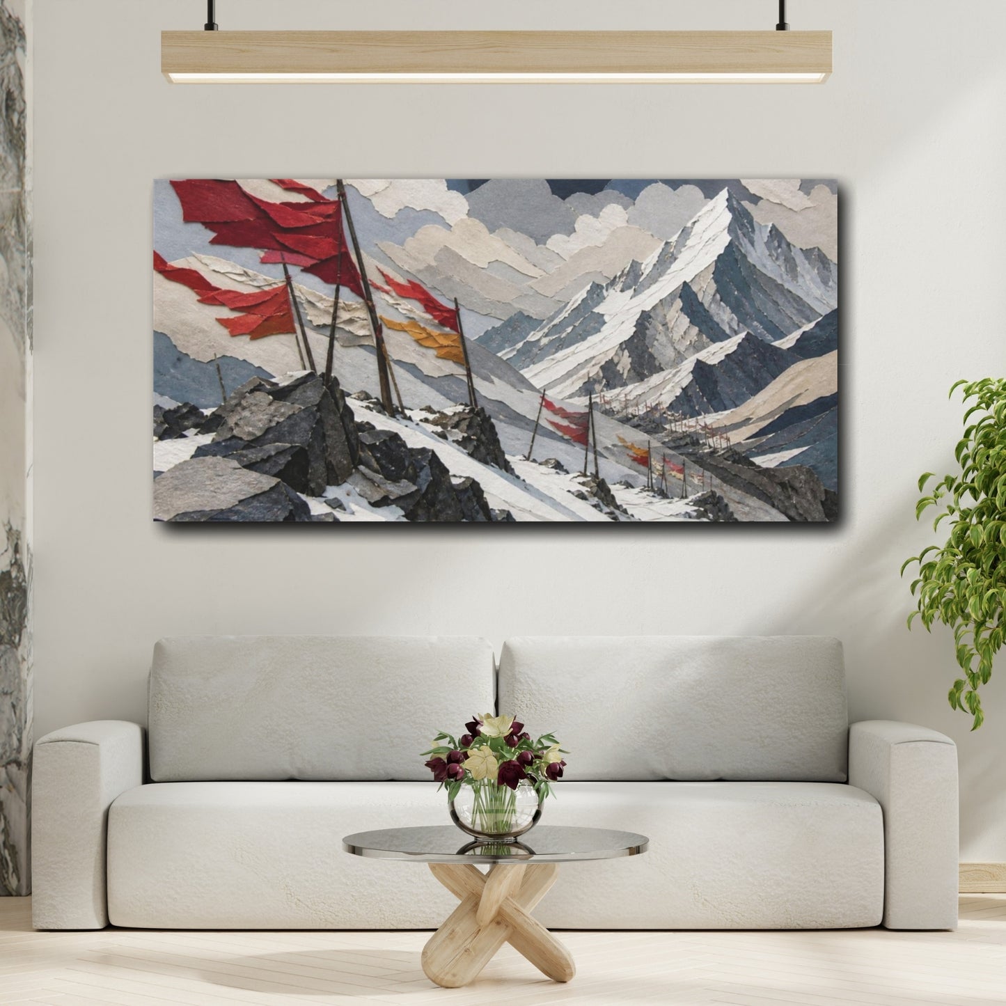 Mockup 2. Windblown Mountain Flags shown as canvas print