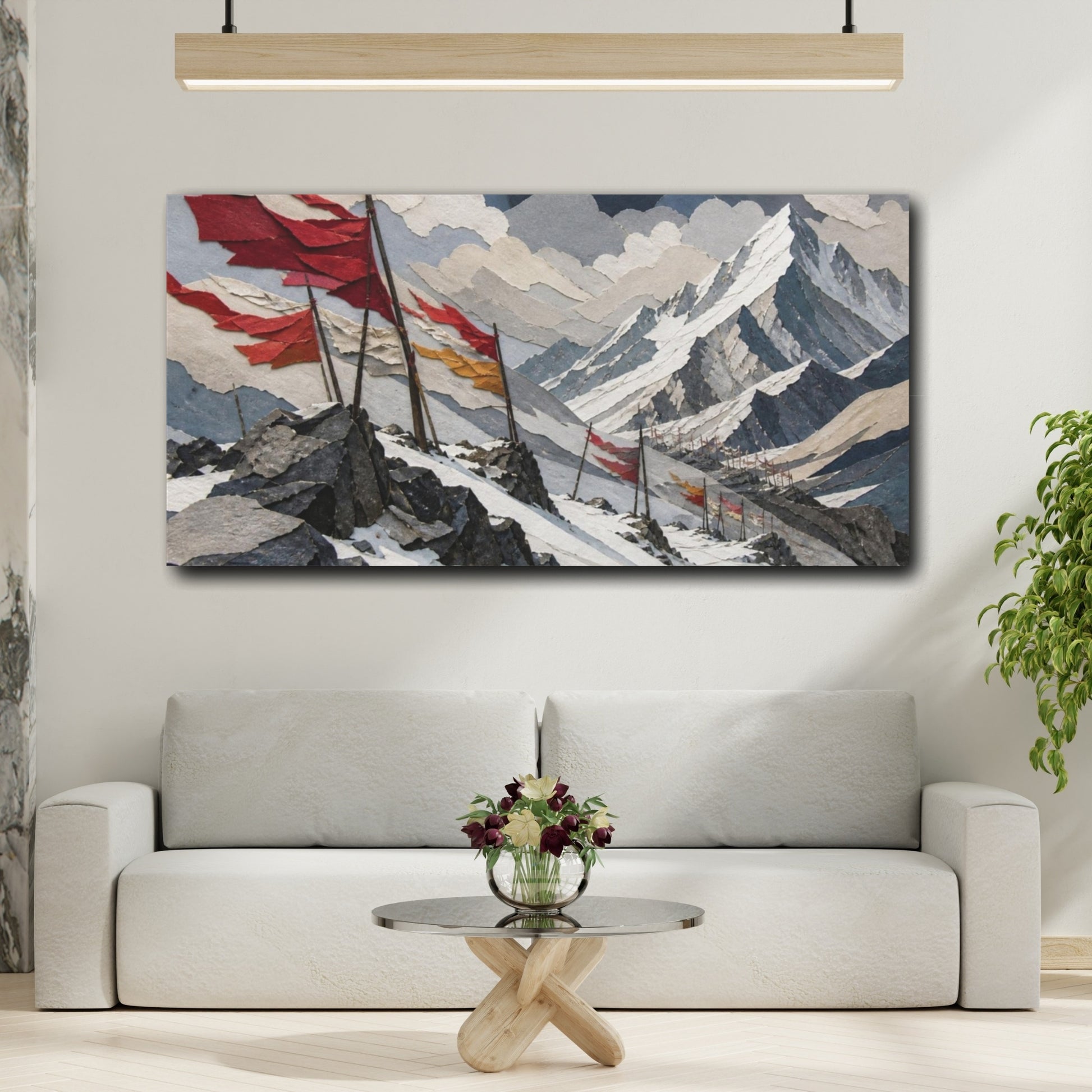 Mockup 2. Windblown Mountain Flags shown as canvas print