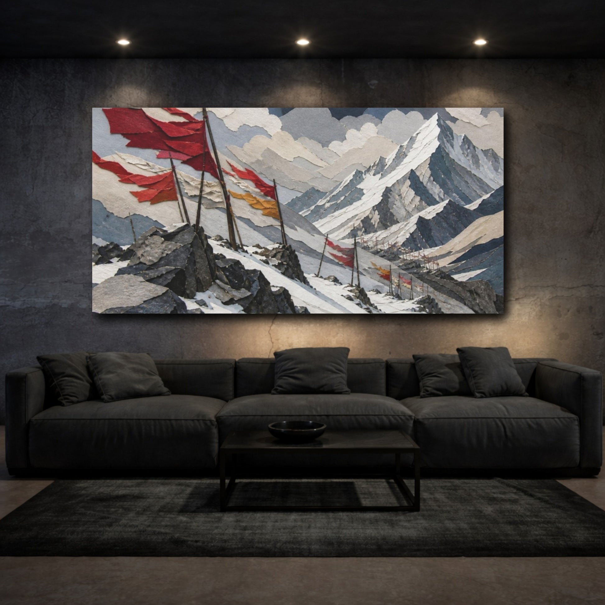 Mockup 3. Windblown Mountain Flags shown as canvas print