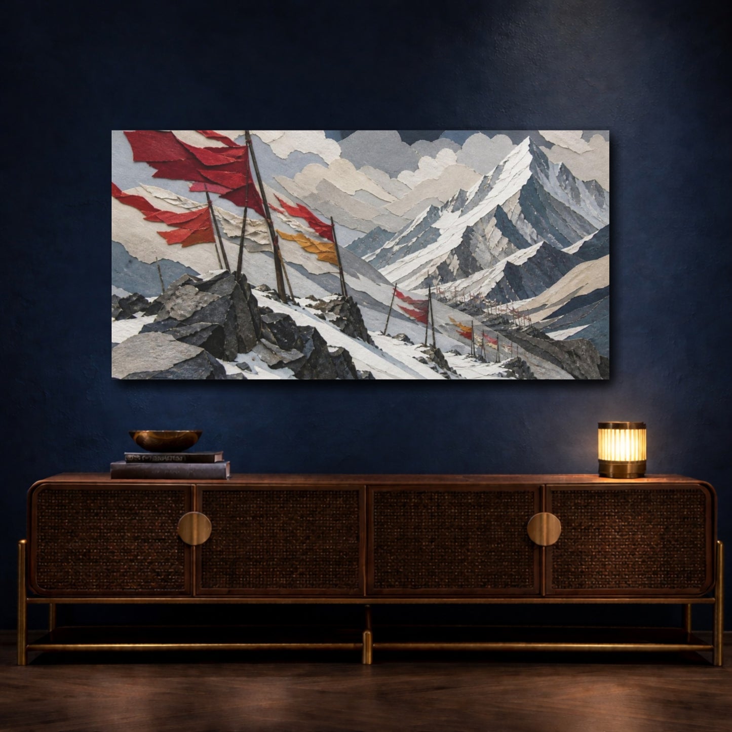 Mockup 4. Windblown Mountain Flags shown as canvas print