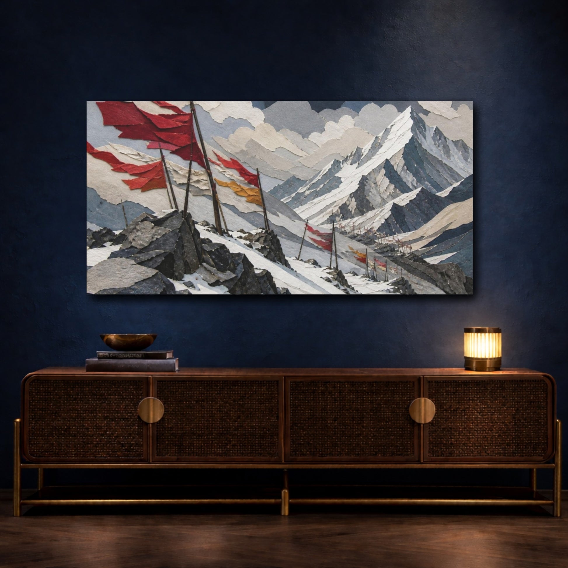 Mockup 4. Windblown Mountain Flags shown as canvas print