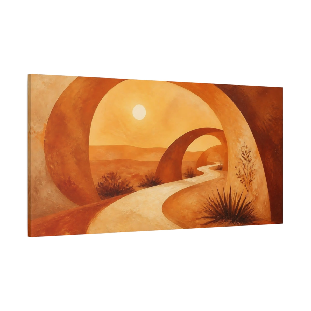 Side Mockup 2. Winding Desert Path shown as canvas print