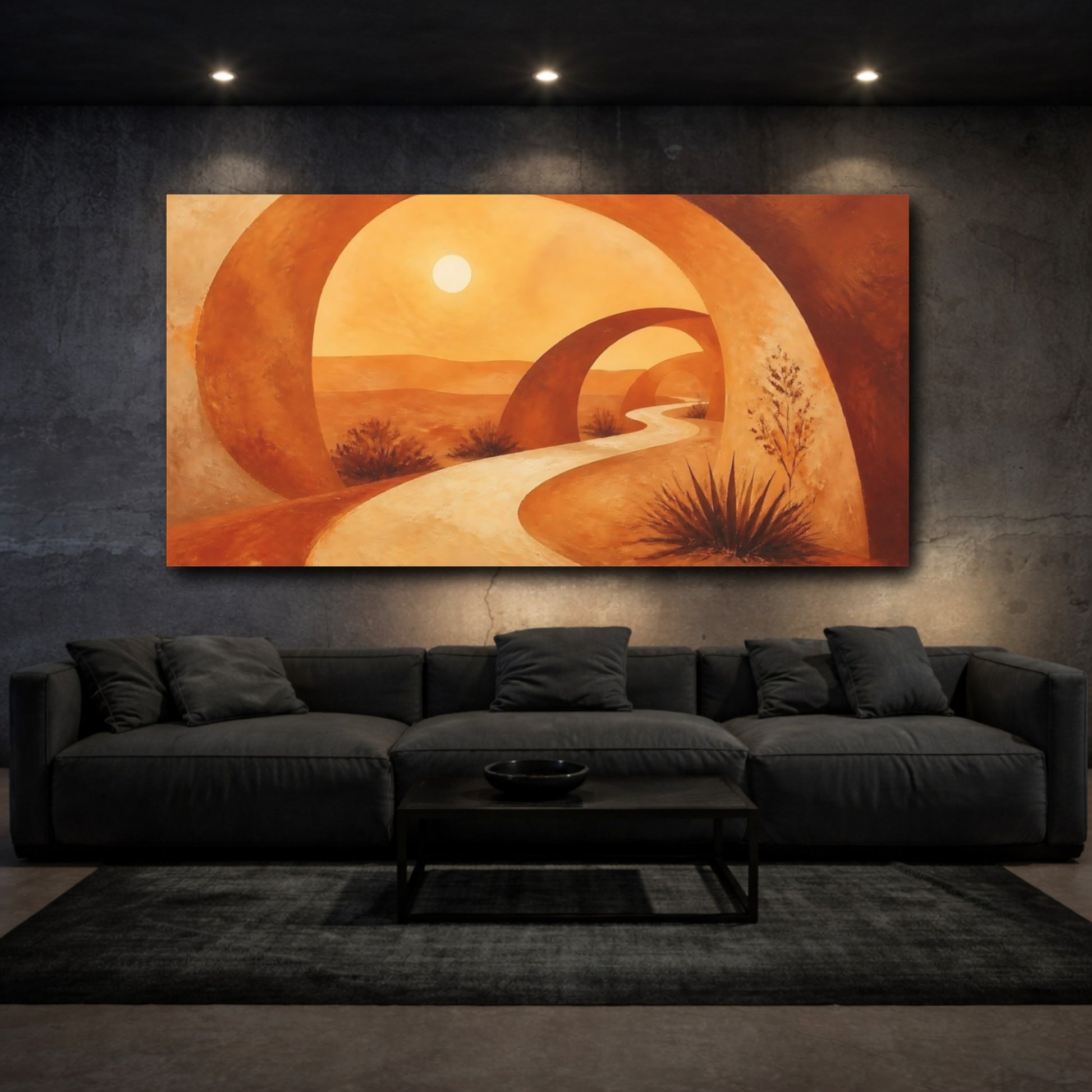 Mockup 3. Winding Desert Path shown as canvas print