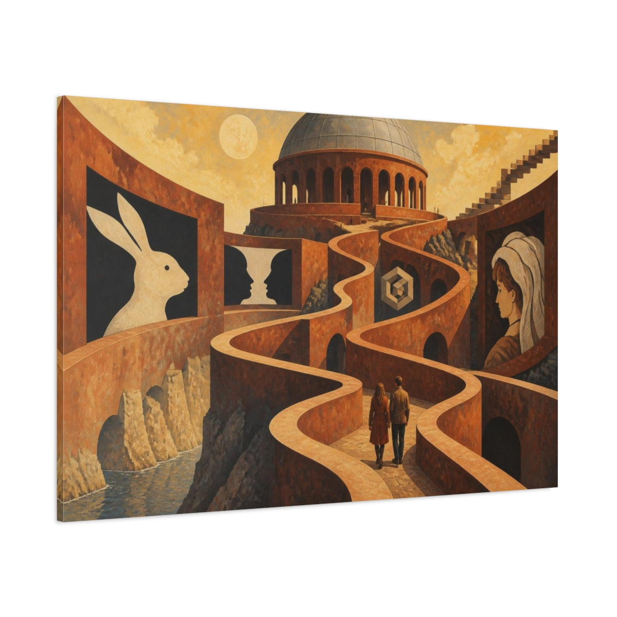 Side Mockup 1. Winding Path Of Illusion shown as canvas print
