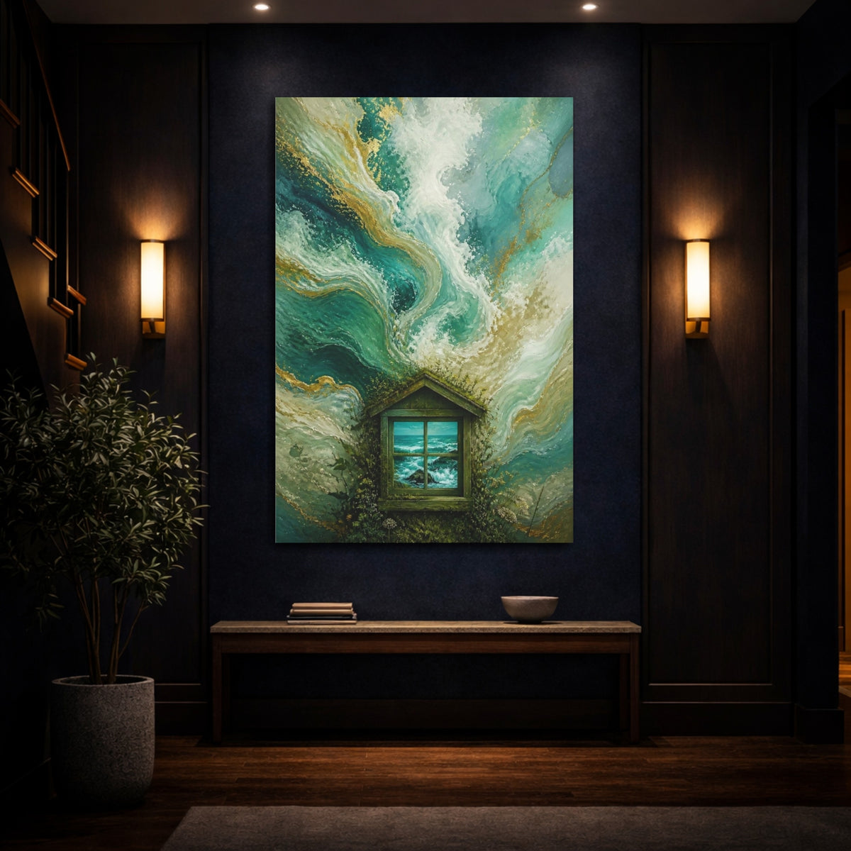 Mockup 4. Window To Turquoise Sea shown as canvas print