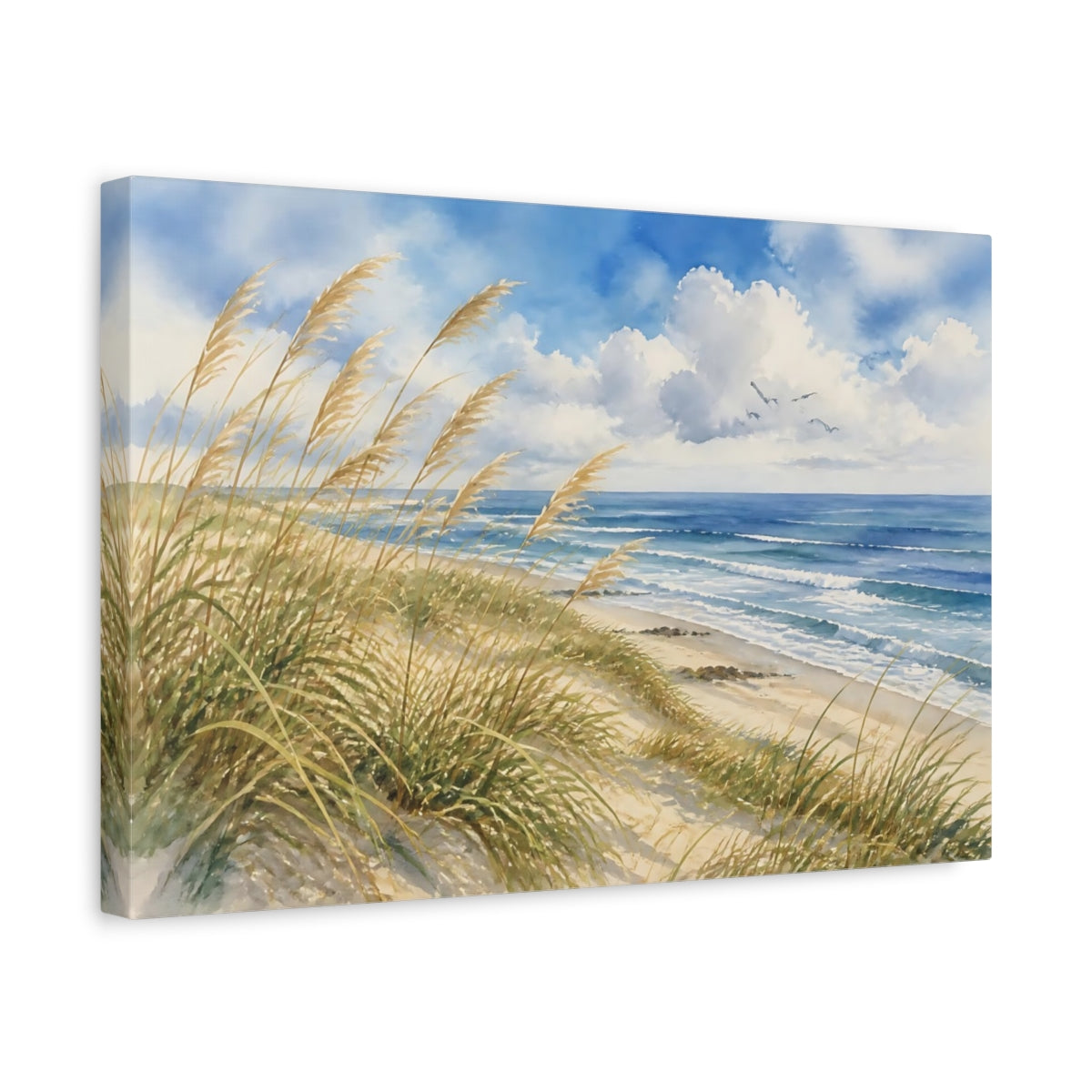 Side Mockup 4. Windy Dune Grass Seascape shown as canvas print