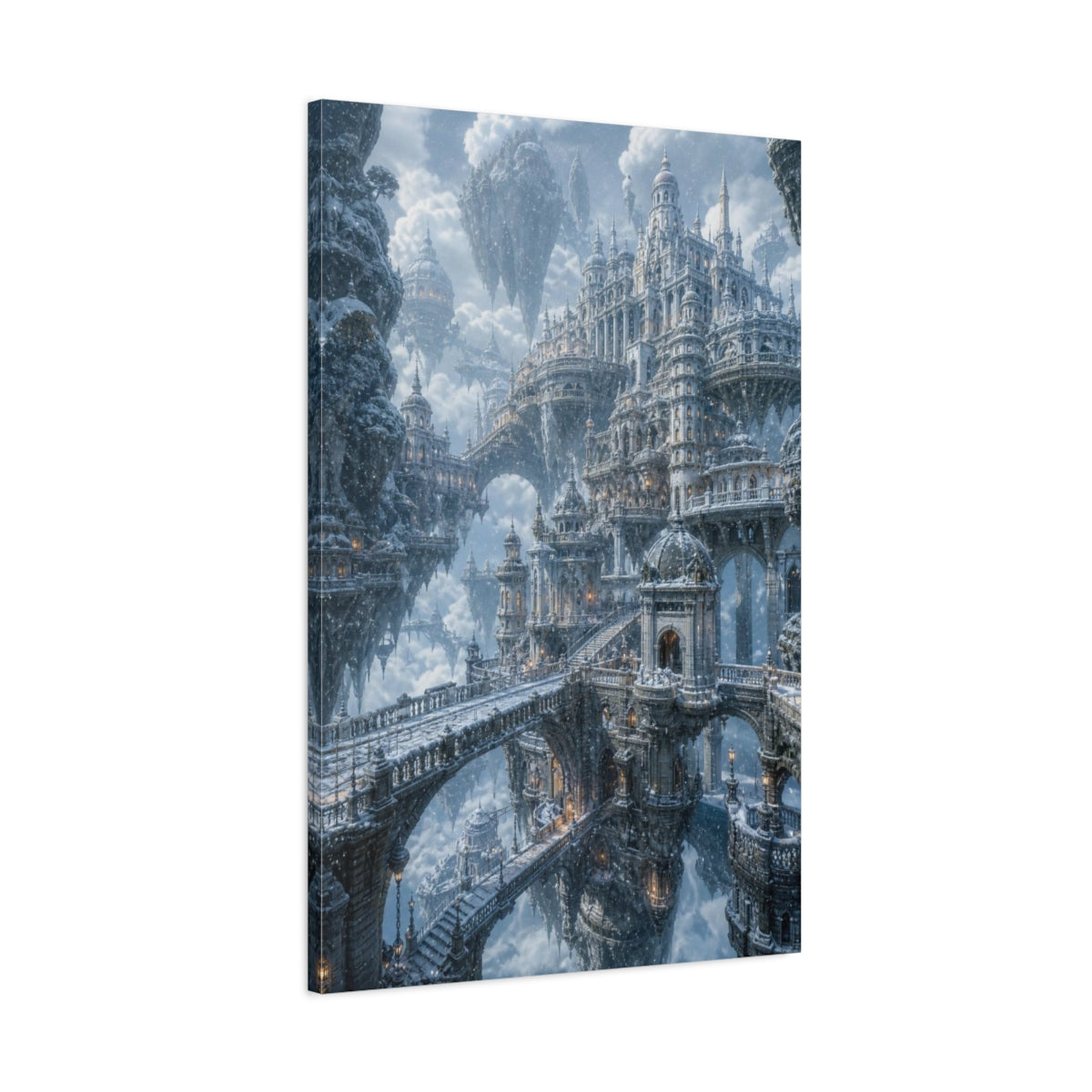 Main Mockup. Winter Floating City shown as canvas print