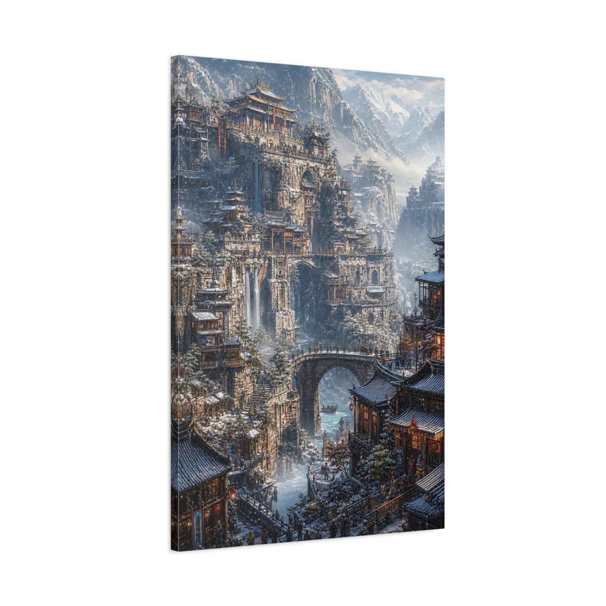 Main Mockup. Winter Mountain Citadel shown as canvas print