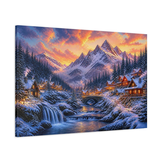 Main Mockup. Winter Mountain Landscape shown as canvas print