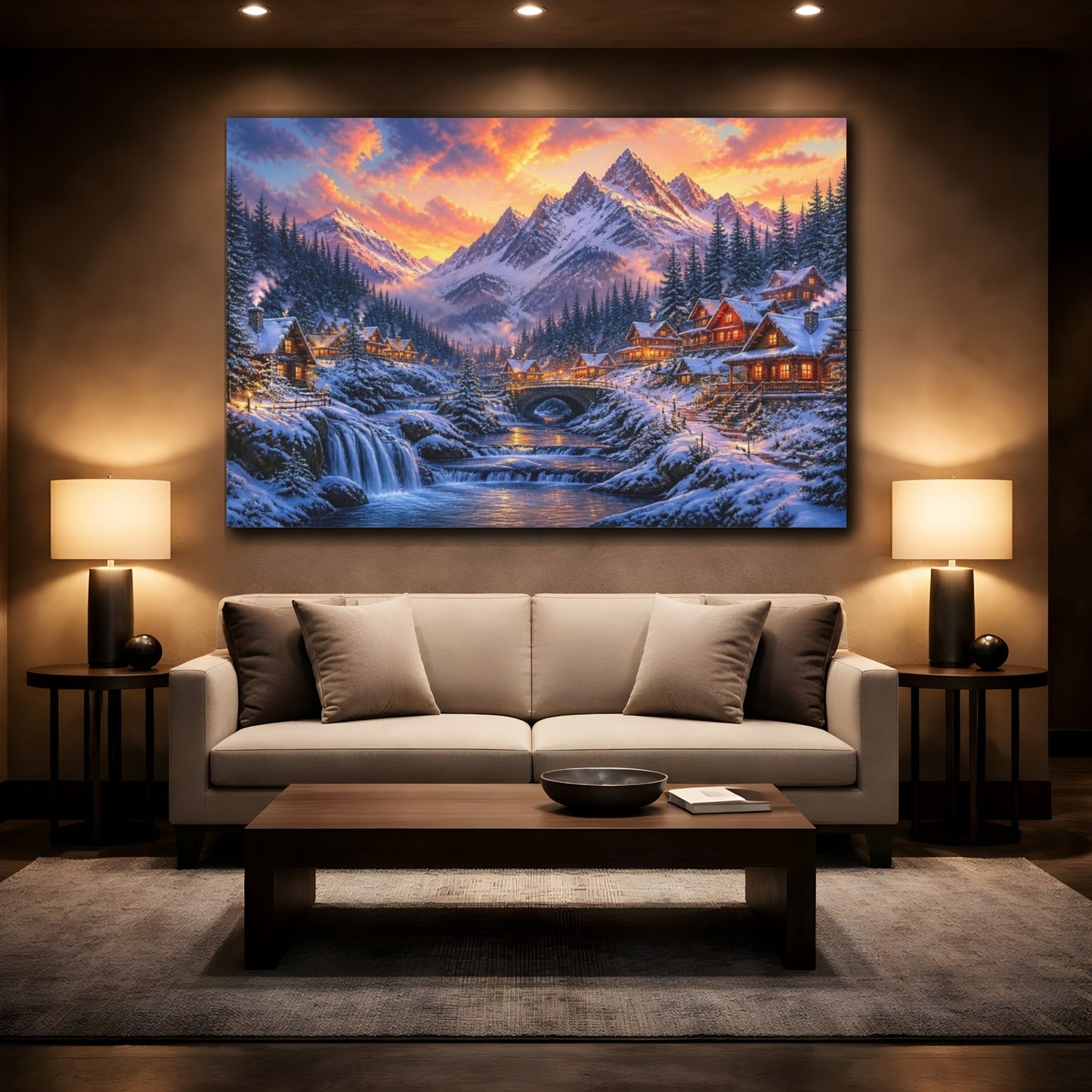 Mockup 2. Winter Mountain Landscape shown as canvas print