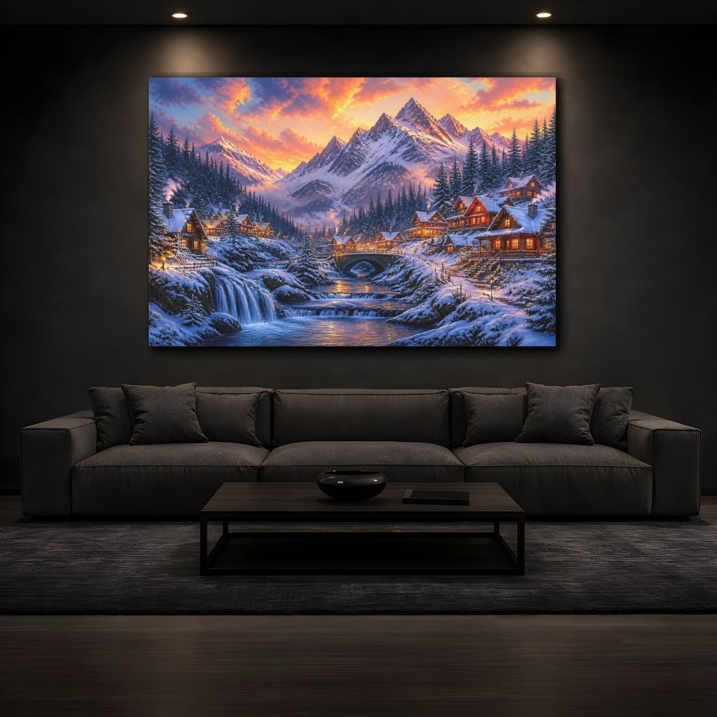Mockup 3. Winter Mountain Landscape shown as canvas print