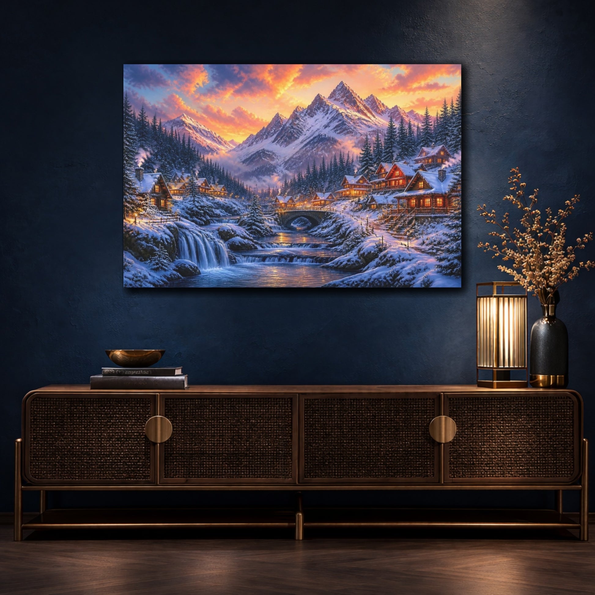 Mockup 4. Winter Mountain Landscape shown as canvas print