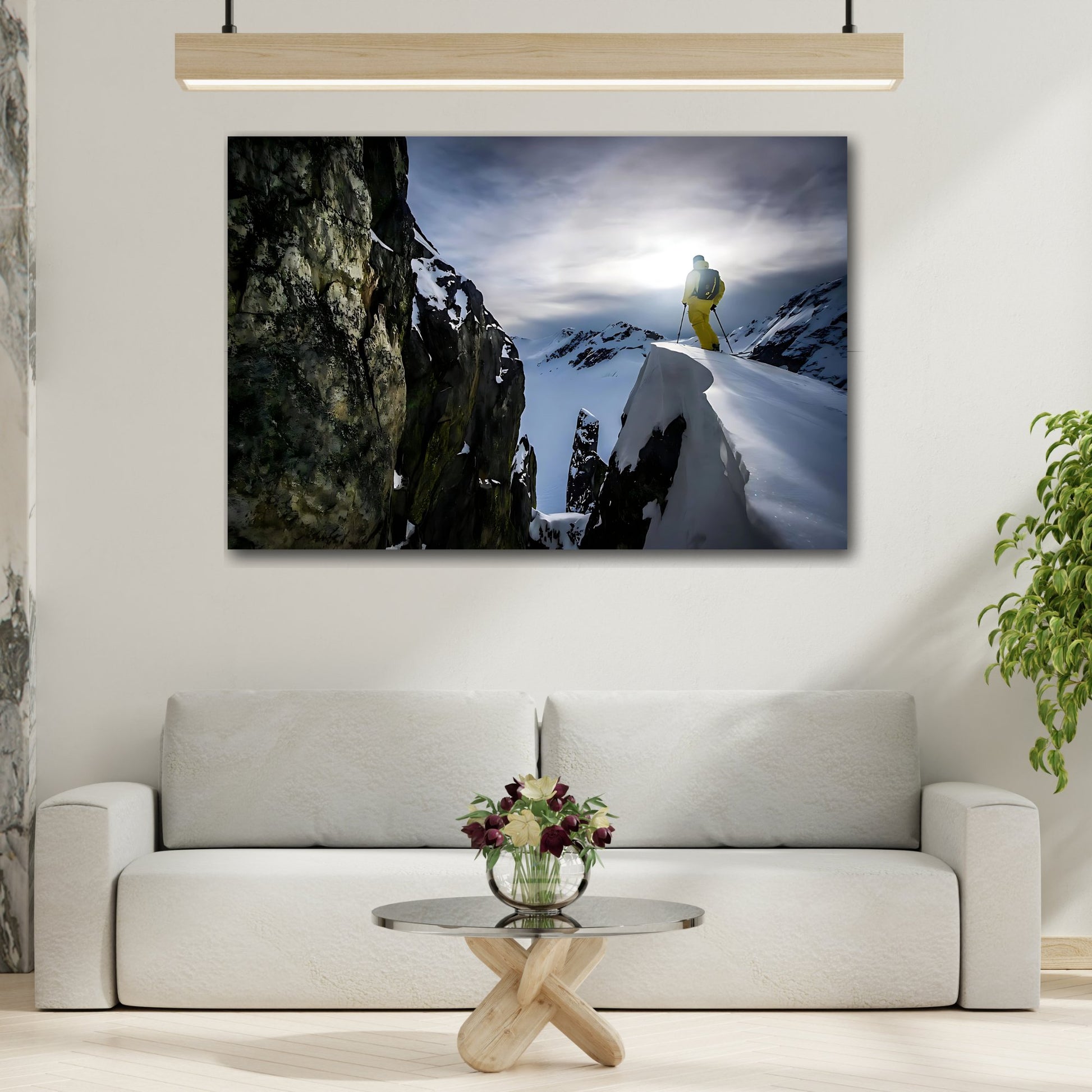 Winter Skis Canvas Print - Motivation Sport Ski Wall Art for Home Decor