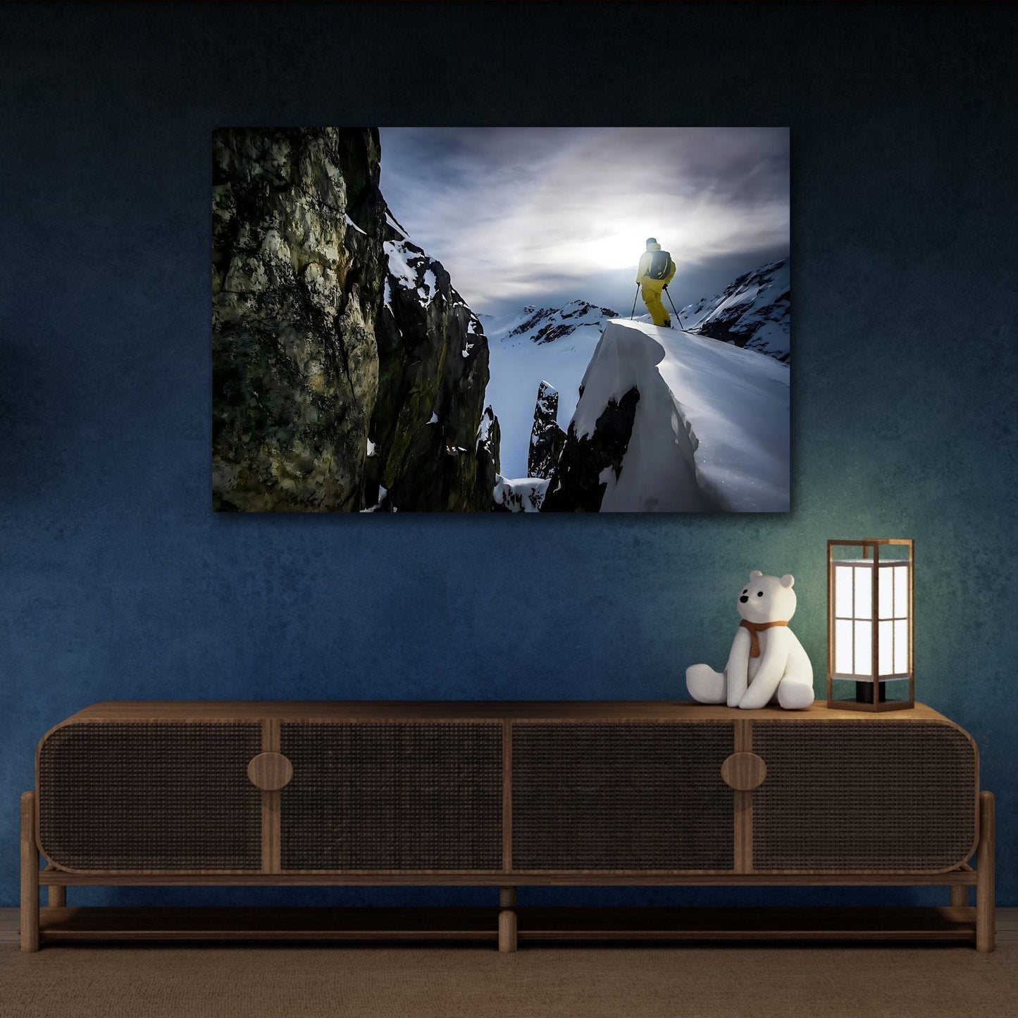 Winter Skis Canvas Print - Motivation Sport Ski Wall Art for Home Decor