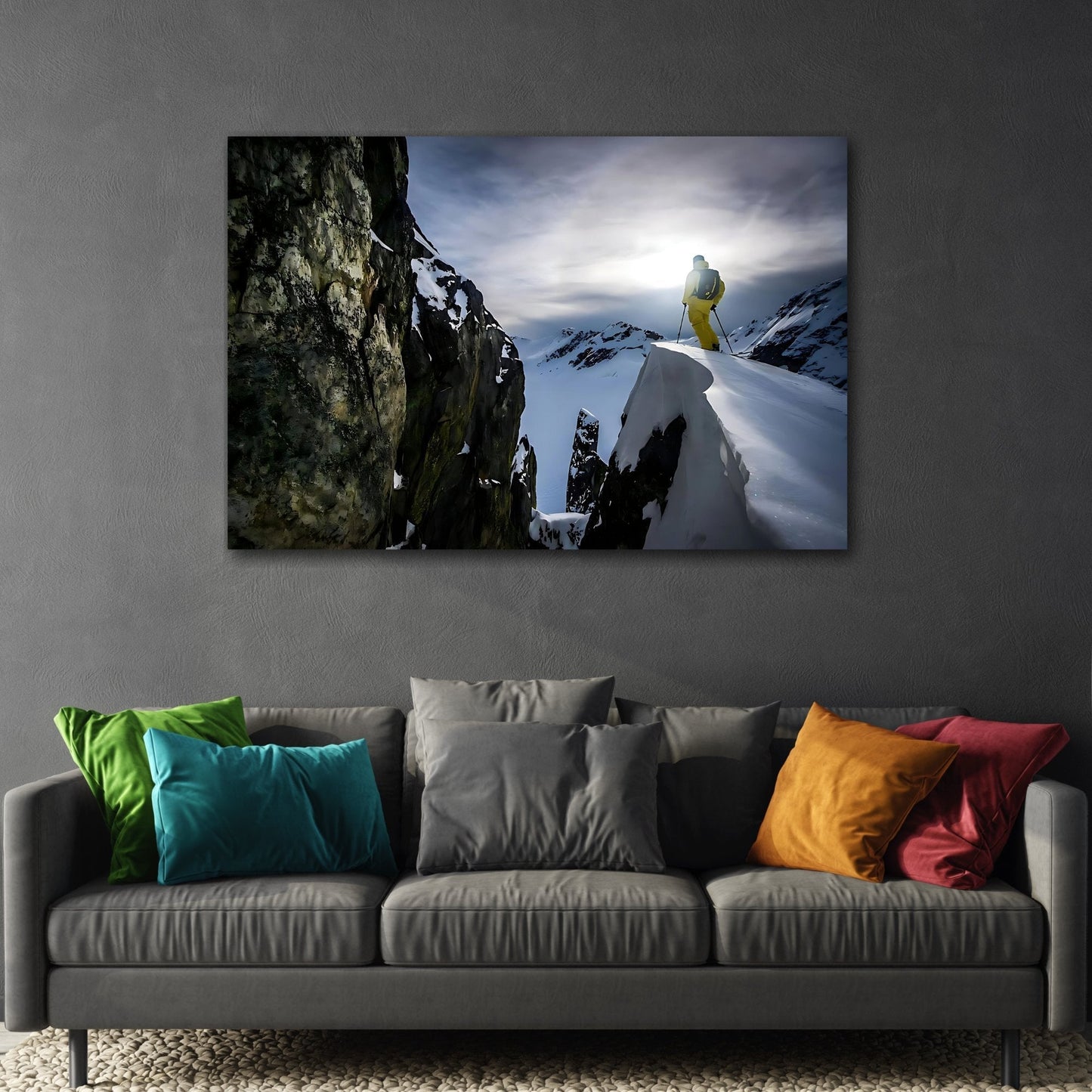 Winter Skis Canvas Print - Motivation Sport Ski Wall Art for Home Decor