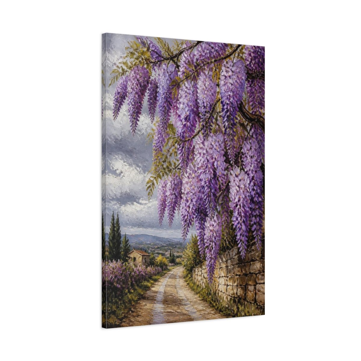 Wisteria Flower Lane Canvas Print – Living Room, Above Sofa, Lavender Purple - YesArtYes