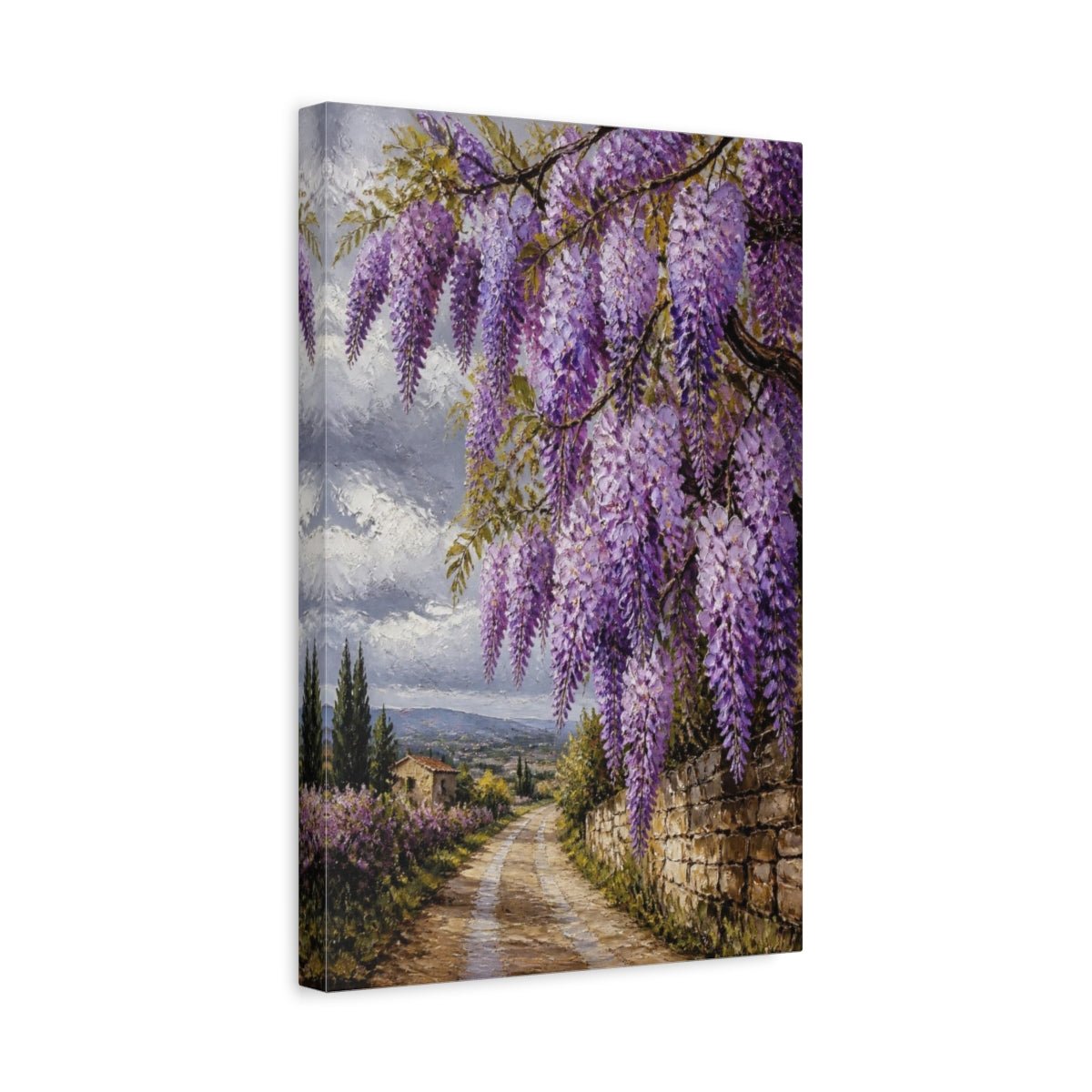 Wisteria Flower Lane Canvas Print – Living Room, Above Sofa, Lavender Purple - YesArtYes