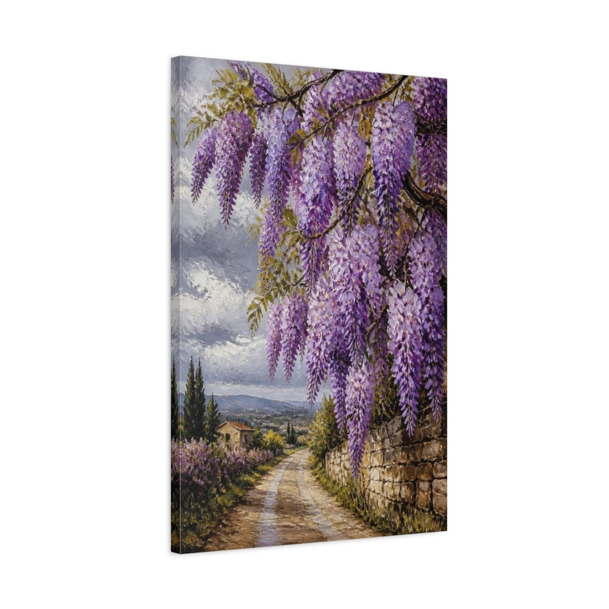 Wisteria Flower Lane Canvas Print – Living Room, Above Sofa, Lavender Purple - YesArtYes