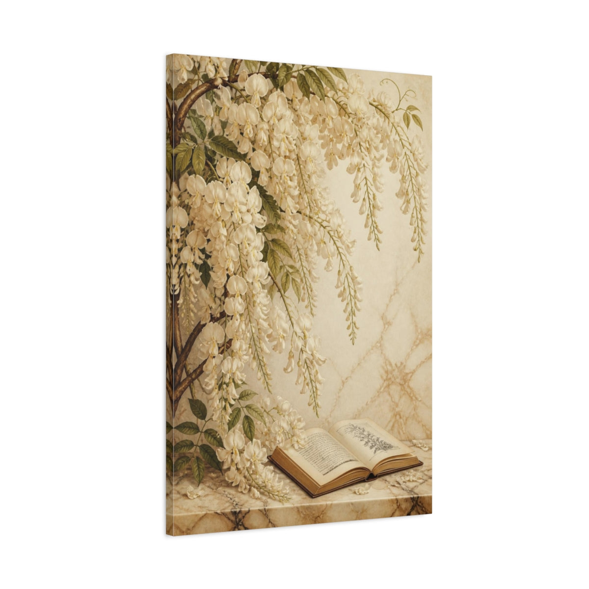 Main Mockup. Wisteria Flower Study shown as canvas print