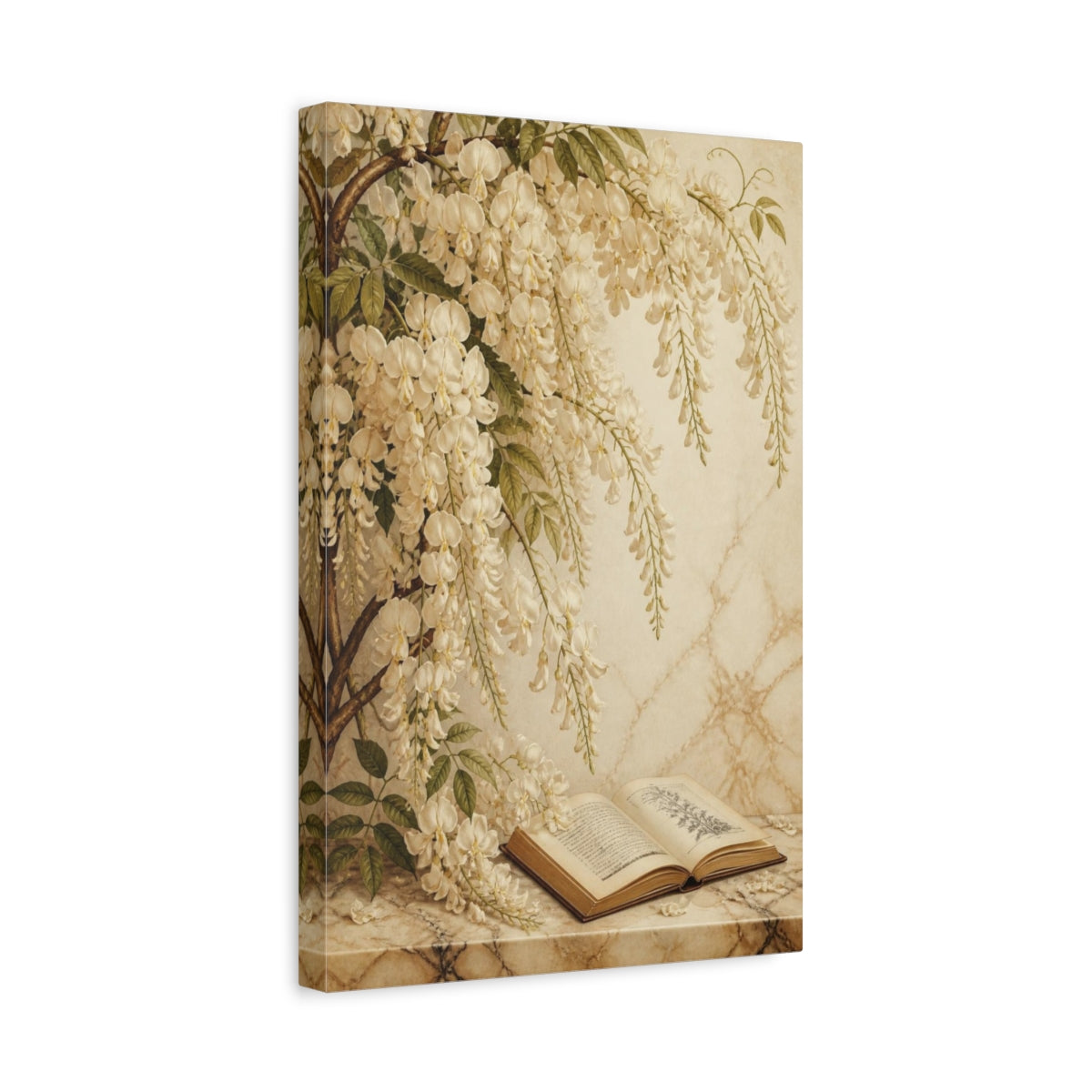 Side Mockup 4. Wisteria Flower Study shown as canvas print