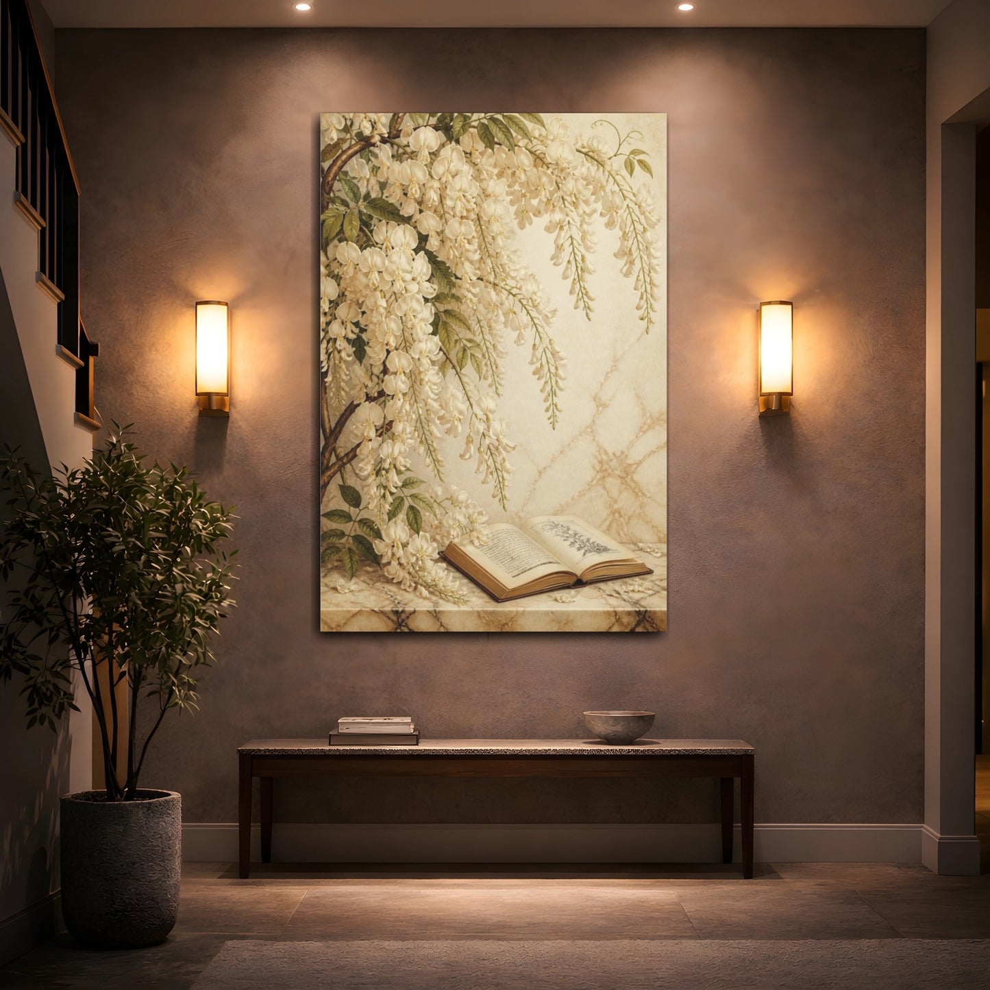 Mockup 2. Wisteria Flower Study shown as canvas print