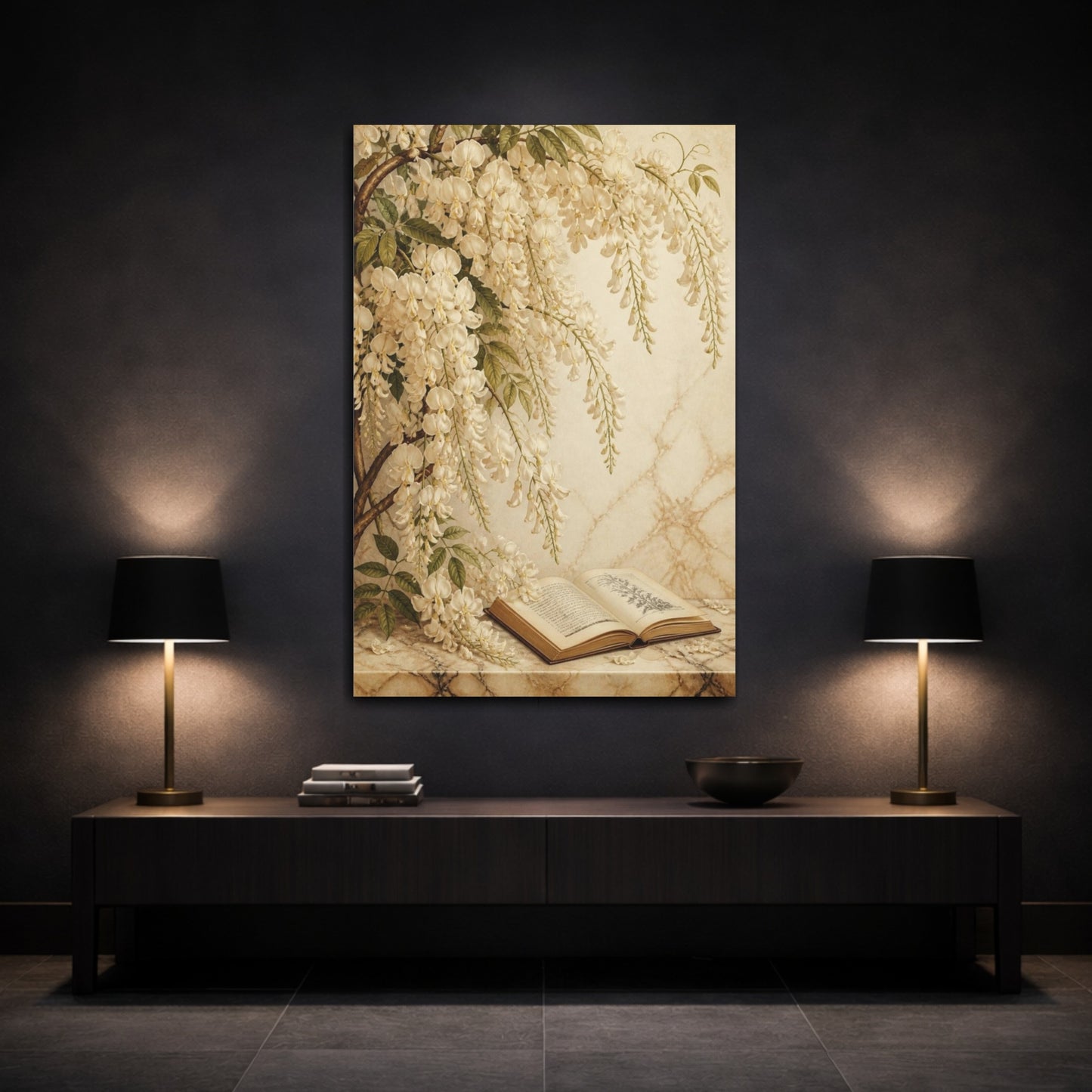 Mockup 3. Wisteria Flower Study shown as canvas print