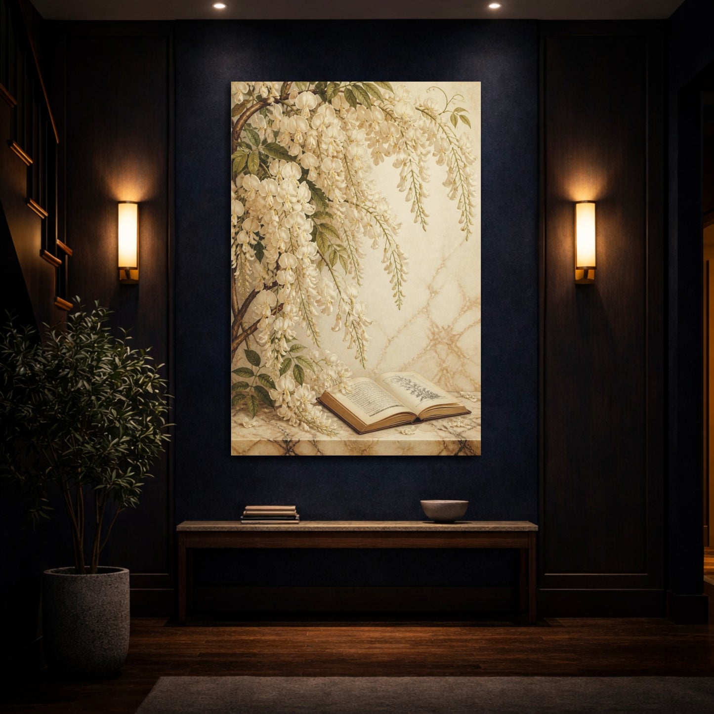 Mockup 4. Wisteria Flower Study shown as canvas print