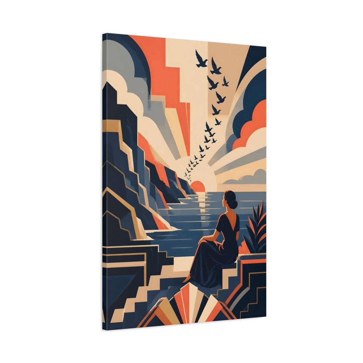 Main Mockup. Woman At Sunset shown as canvas print