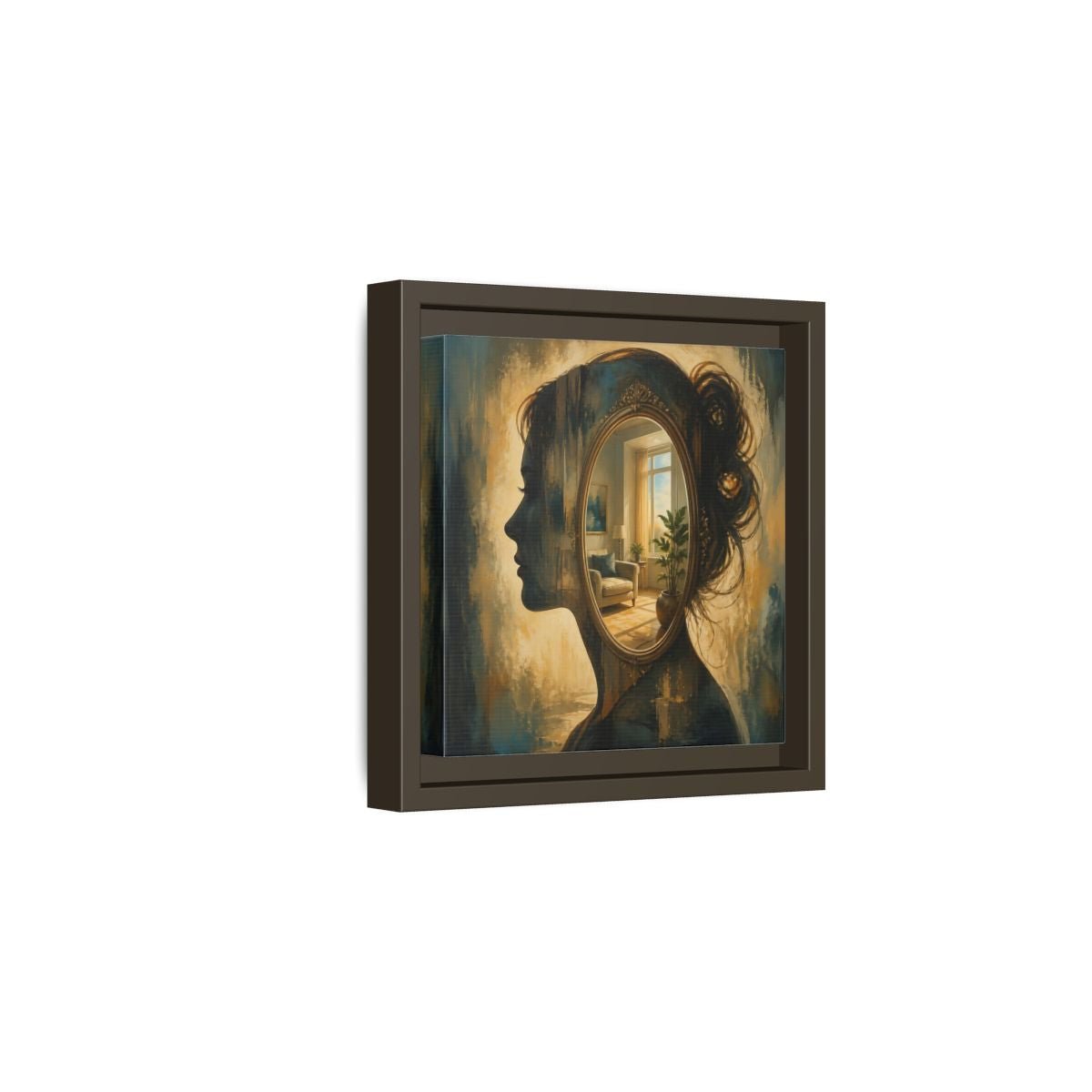 Woman Silhouette Mirror Framed Canvas Print – Living Room, Above Sofa - YesArtYes