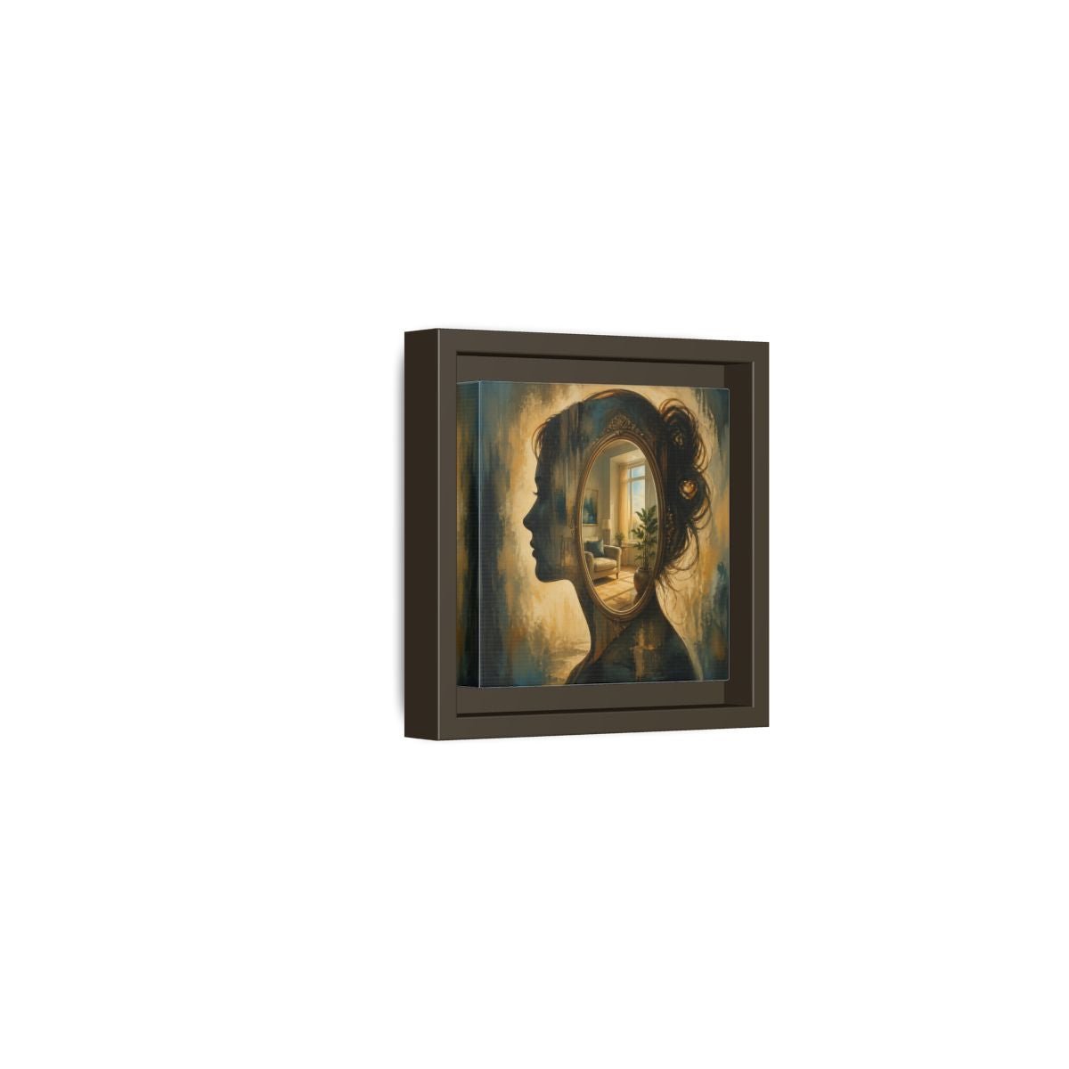 Woman Silhouette Mirror Framed Canvas Print – Living Room, Above Sofa - YesArtYes