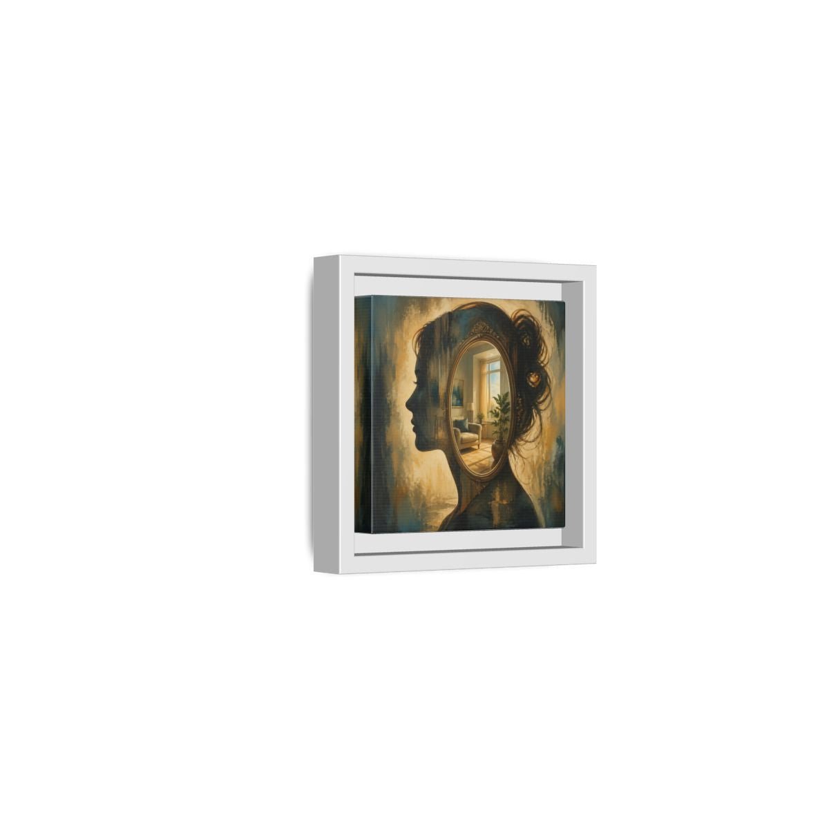 Woman Silhouette Mirror Framed Canvas Print – Living Room, Above Sofa - YesArtYes