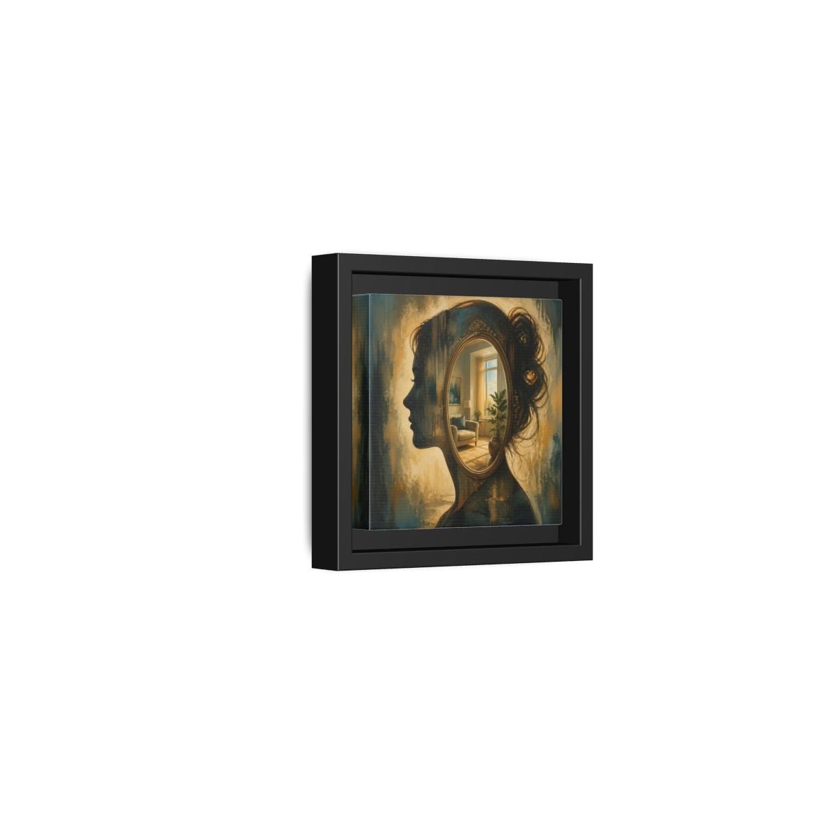 Woman Silhouette Mirror Framed Canvas Print – Living Room, Above Sofa - YesArtYes