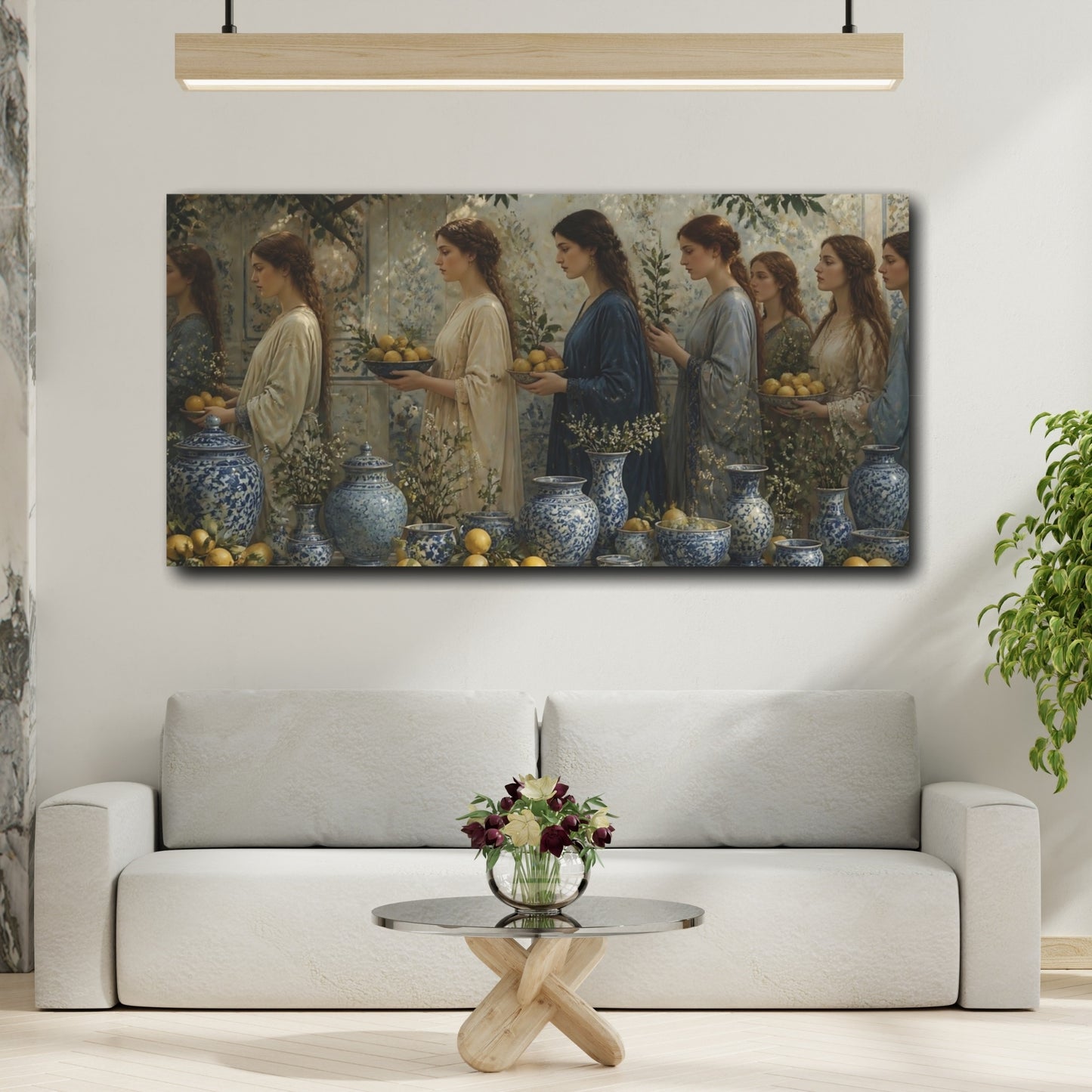 Mockup 2. Women With Lemons & Porcelain shown as canvas print