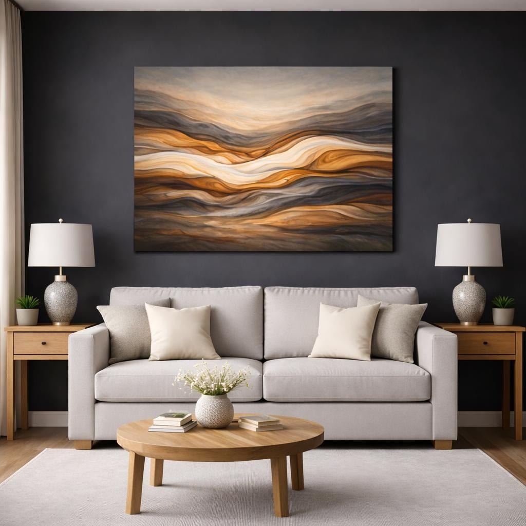 Wood Grain Texture Wavy Layers Nature - Canvas Wall Art Print - YesArtYes