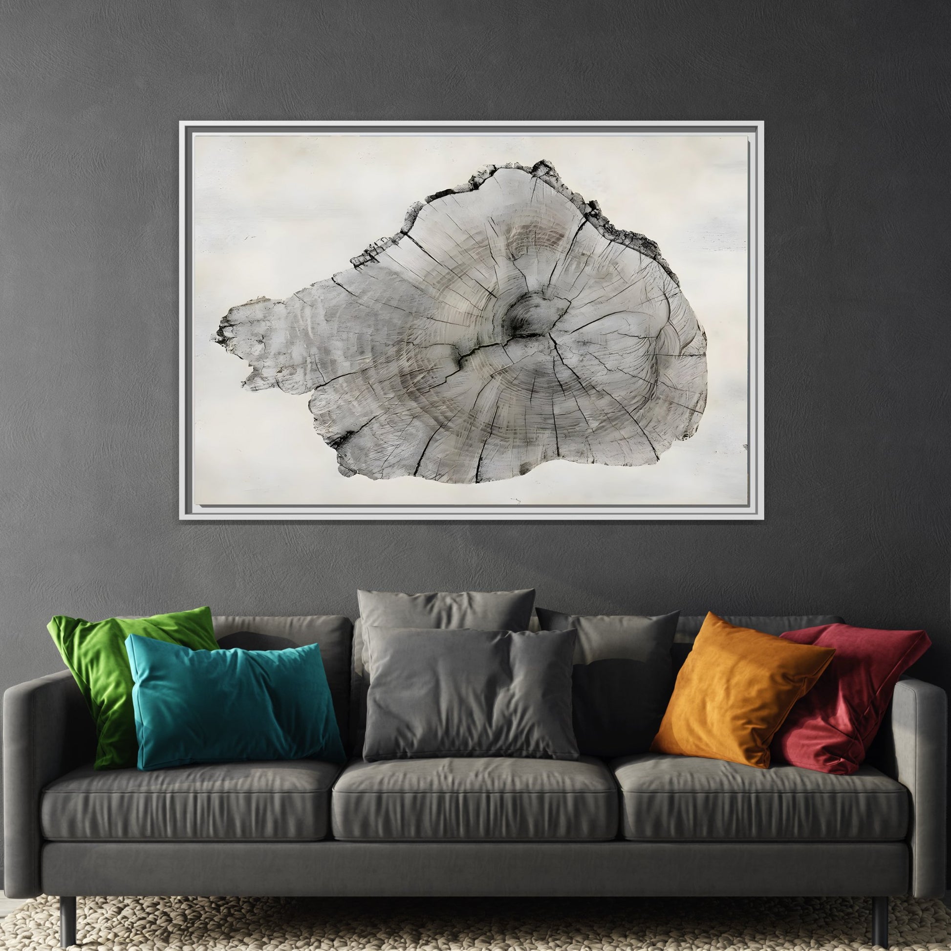 Wood Tree Rings Canvas Print - Modern Neutral Minimalist Boho Wall Art