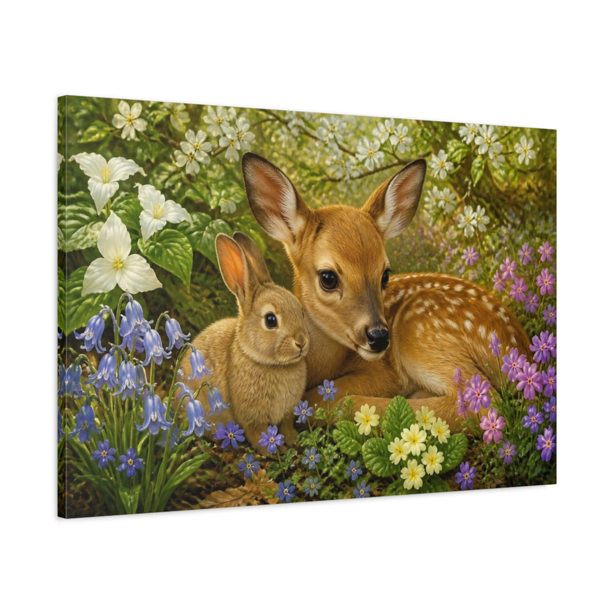Main Mockup. Woodland Animals Fawn & Rabbit shown as canvas print