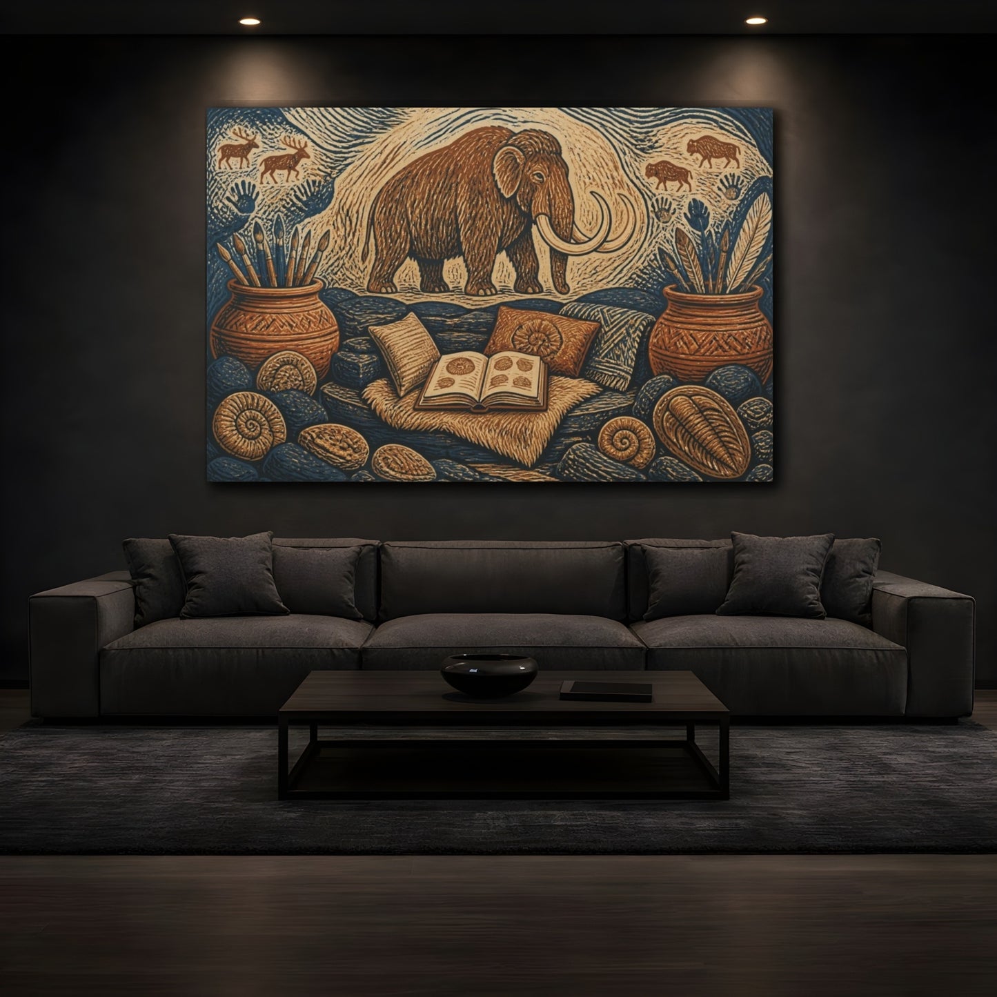 Mockup 3. Woolly Mammoth Reading Nook shown as canvas print