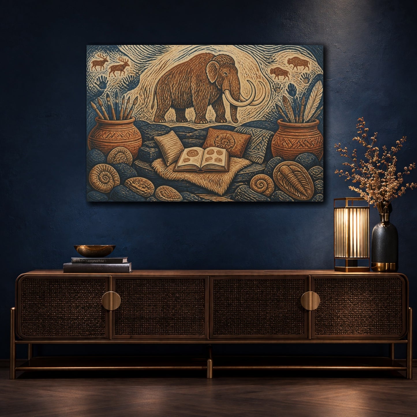 Mockup 4. Woolly Mammoth Reading Nook shown as canvas print