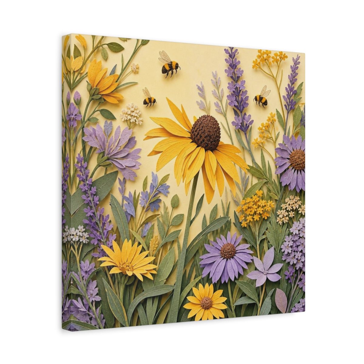 Yellow Lavender Wildflower Meadow Canvas Print – Living Room, Above Sofa, And - YesArtYes