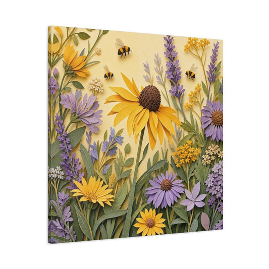 Yellow Lavender Wildflower Meadow Canvas Print – Living Room, Above Sofa, And - YesArtYes