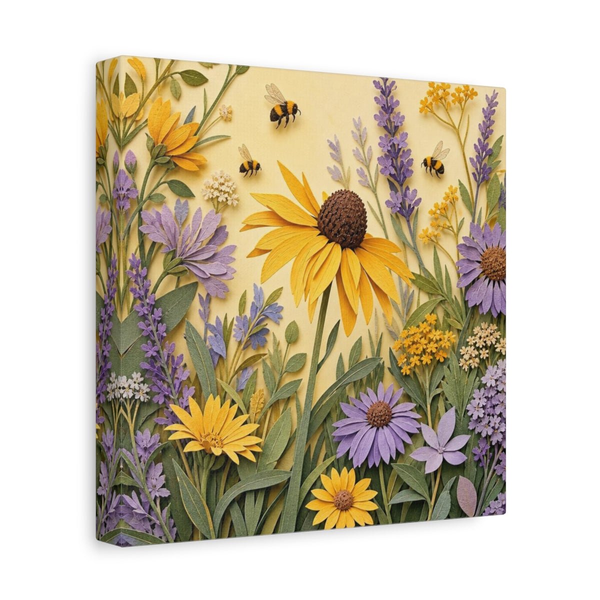 Yellow Lavender Wildflower Meadow Canvas Print – Living Room, Above Sofa, And - YesArtYes