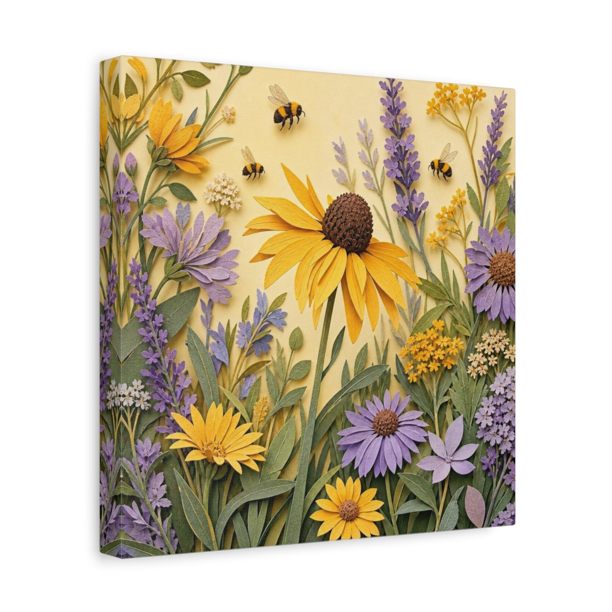 Side Mockup 8. Yellow Lavender Wildflower Meadow shown as canvas print