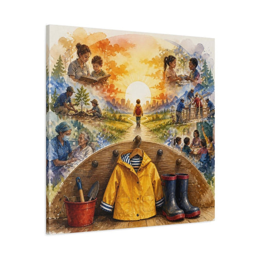 Yellow Raincoat Motivation Canvas Print – Kids Room, Feature Wall - YesArtYes