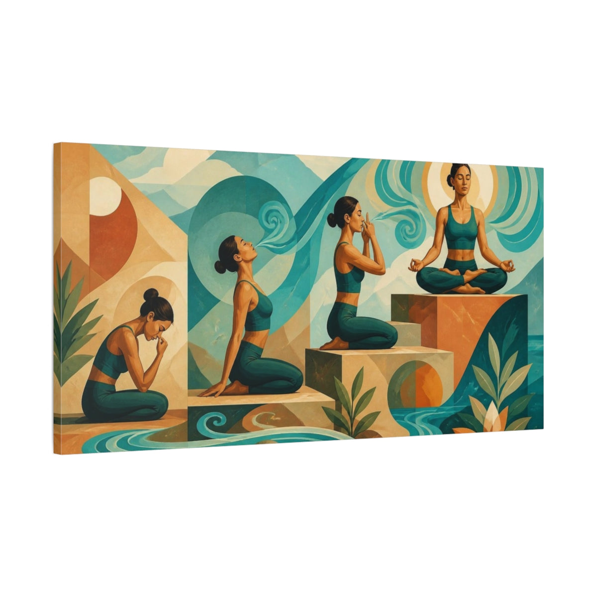 Main Mockup. Yoga Breath Flow shown as canvas print