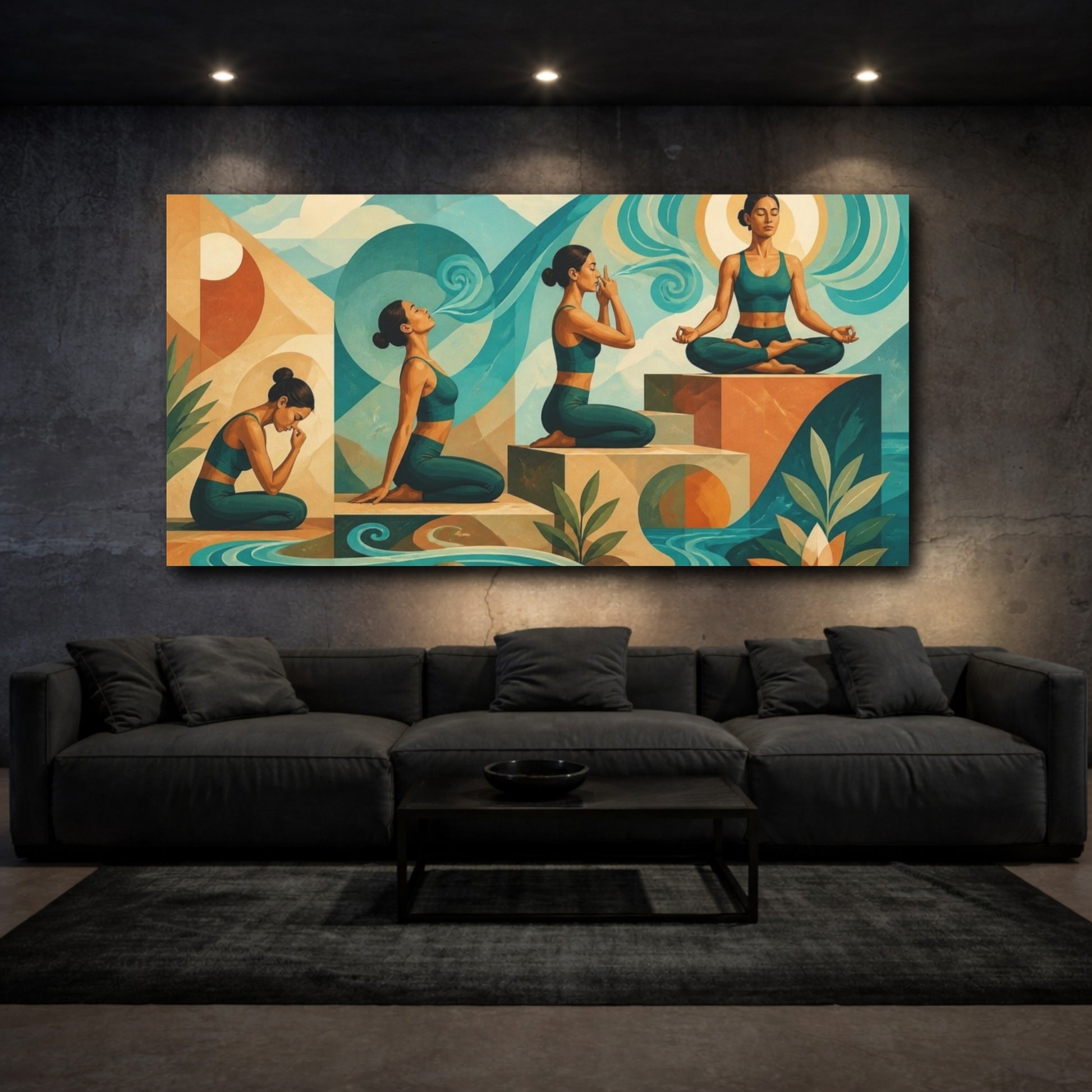Mockup 3. Yoga Breath Flow shown as canvas print