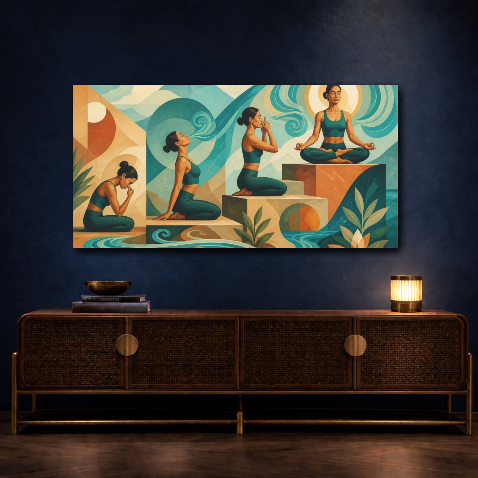Mockup 4. Yoga Breath Flow shown as canvas print