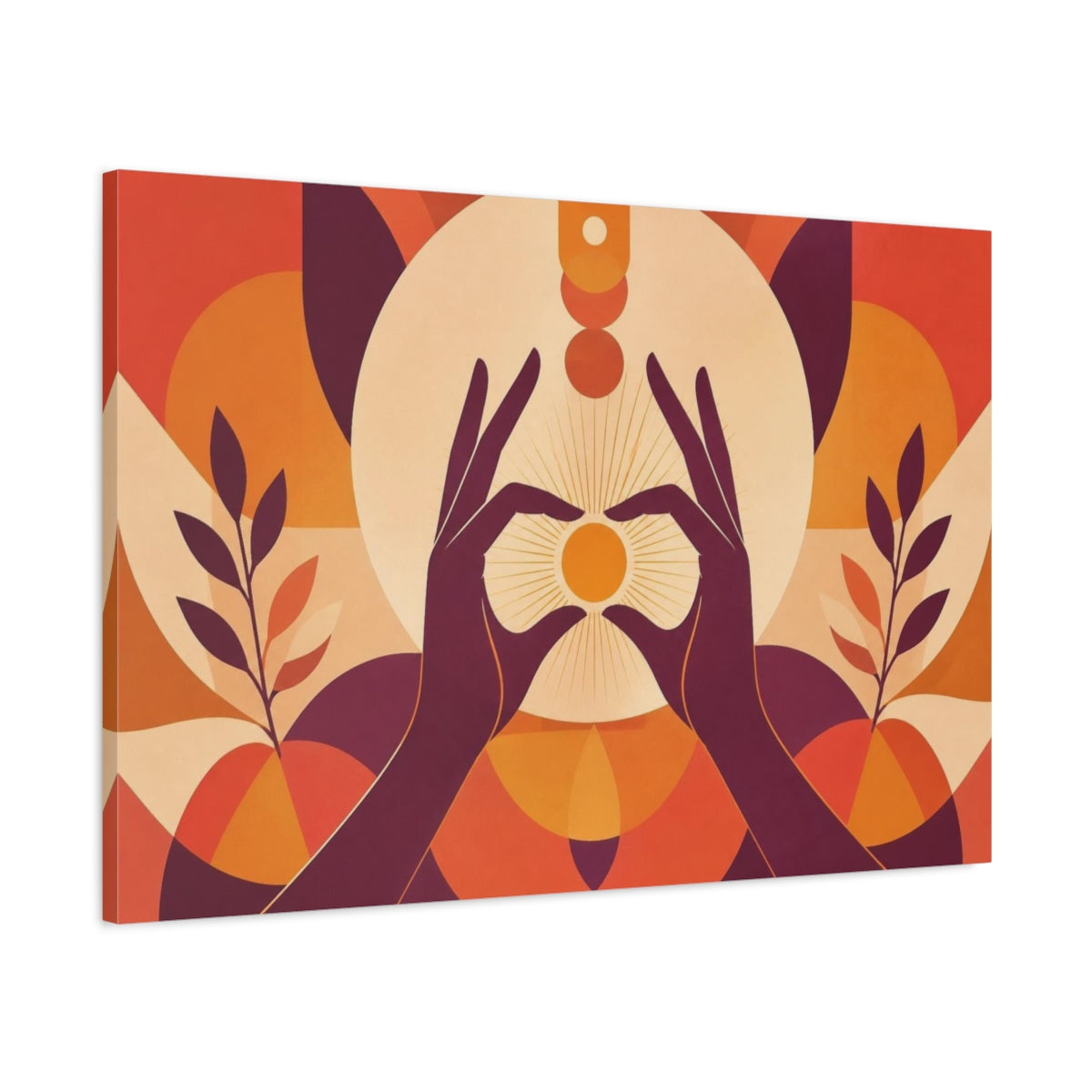 Main Mockup. Yoga Hands Mudra shown as canvas print