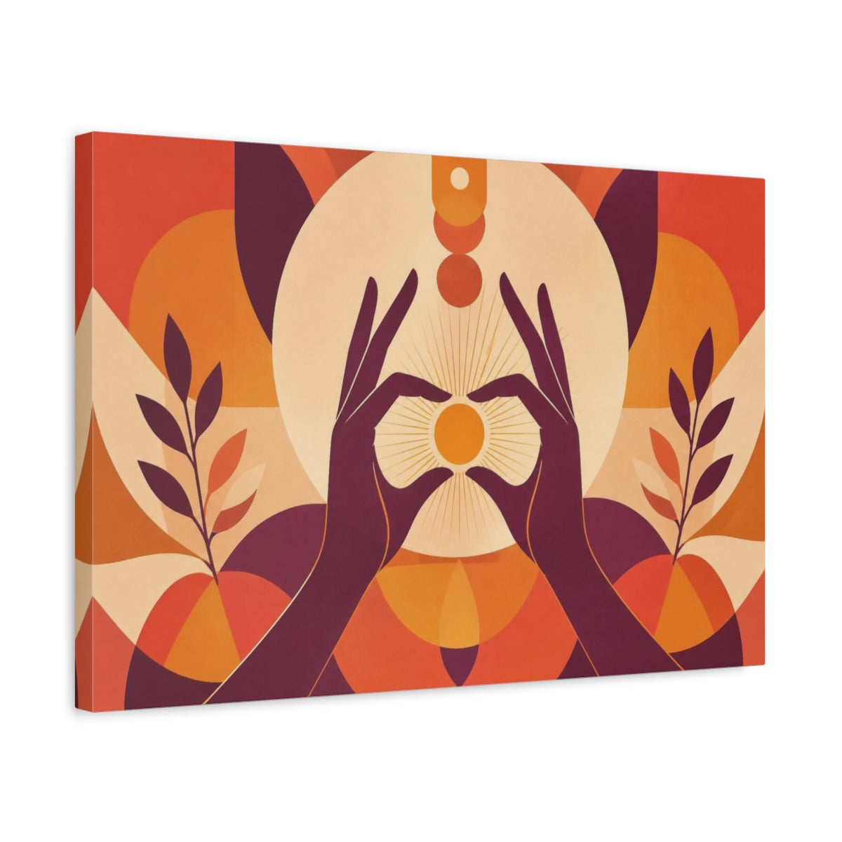 Side Mockup 3. Yoga Hands Mudra shown as canvas print