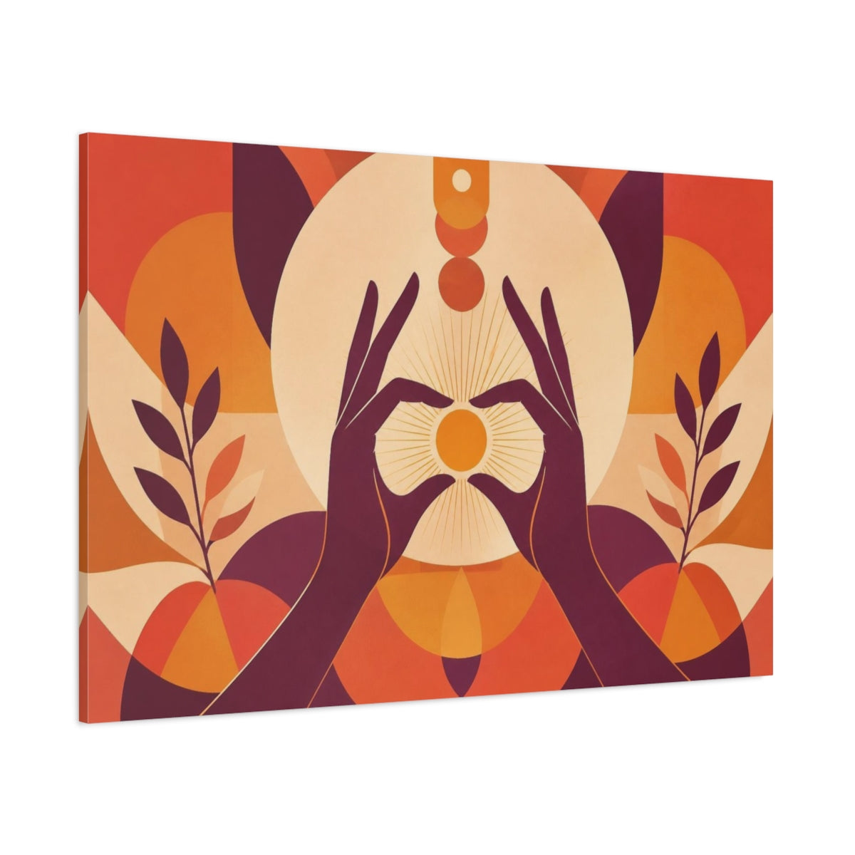 Side Mockup 1. Yoga Hands Mudra shown as canvas print